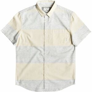 Quiksilver Modern Fit Short Sleeve Button Down | Cream Heather Grey Stripe M